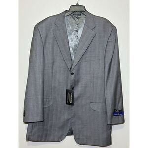 NEW Apollo King AK Gray Windowpane Suit Jacket Coat Blazer‎ Size 48 R